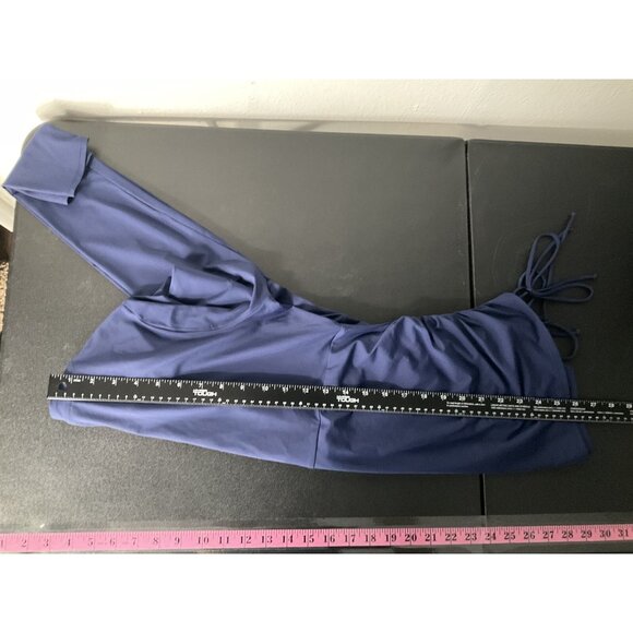 Lands End Womens S Cover Up Swim Top Rash Guard Ruched Sides 1/2 Zip Embroidered - Picture 9 of 10